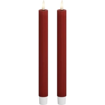 Image of Deluxe Homeart Indoor Flameless LED Taper Dinner Candle 2 Set with Real Flame™ Technology Battery Powered Candles (24 cm, Bourgogne)