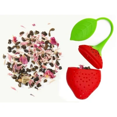 Image of Tea Infuser Loose Maker Leaf Strainer Herbal Spice Silicone Filter Diffuser (Strawberry)