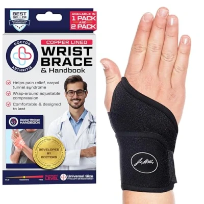 Image of Doctor Developed Premium Wrist Supports Neoprene &amp; Nylon Carpal Tunnel Splint Hand Braces W/Doctor Handbook Straps For Women Men Injuries, Joint Disease, Sprains (single)