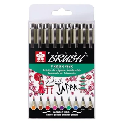 Image of Pigma Sakura Brush Pens Set Of 9