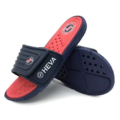 Image of HEVA Men&#039;s Slide Sandals Fashion Open Toe Beach Pool Shoes（10 UK RED）