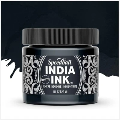 Image of Speedball India Ink, Black Velvet, 1 Ounce