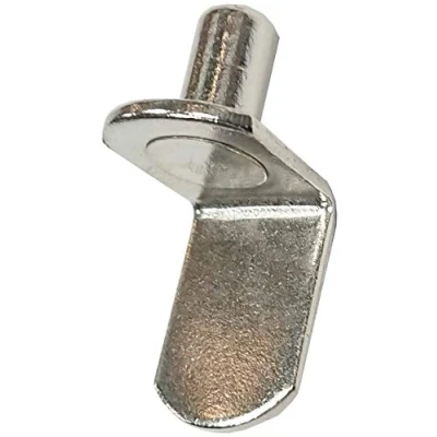 Image of Merriway BH06740 (12 Pcs) Steel Shelf Supports Push In Lap Type Nickel Plated 5mm Diameter Pin Pack of 12 Pieces