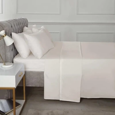 Image of Rapport Home 16&quot; Deep Flat Sheet 180TC Percale (Cream, King)