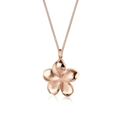 Image of Elli Women&#039;s 925 Sterling Silver Rose Gold Plated Frangipani Flower Pendant Necklace of Length 45 cm