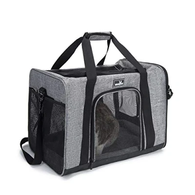 Image of Wakytu Pet Carrier Bag for Small Medium Cats and Dogs, Foldable Cat Travel with 5 Mesh Windows 3 Entrance, Soft Sided Dog Removable Pad