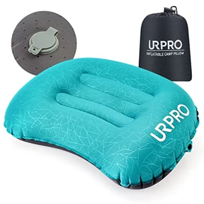Image of URPRO Ultralight Inflatable Camping Travel Pillow Compressible, Compact, Comfortable, Ergonomic Inflating Pillows for Neck &amp; Lumbar Support Camp, Hiking, Backpacking Green