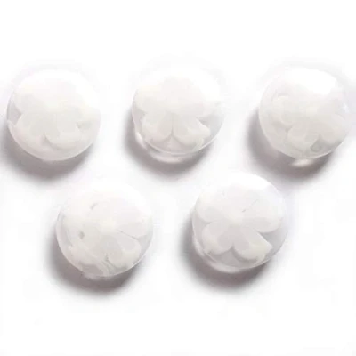 Image of Round Flower Blossom Buttons Pack of 5 (White, 18mm)