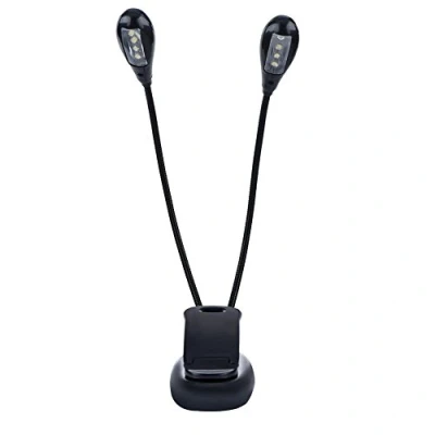 Image of Drfeify Music Stand Light, Mini Double Arms Clip on LED Light Adjustable Night Reading Lamp with USB Cable for Stand, Bead Headboard, Desk, Travel(8 Beads)