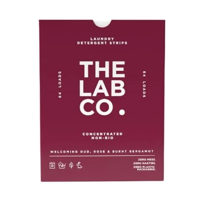 Image of The Lab Co. Laundry Detergent Strips Sheets Eco Ultra Concentrated Non Bio Welcoming Oud Rose Bergamot Patchouli. For Hand and Machine Washing. up 64 Loads