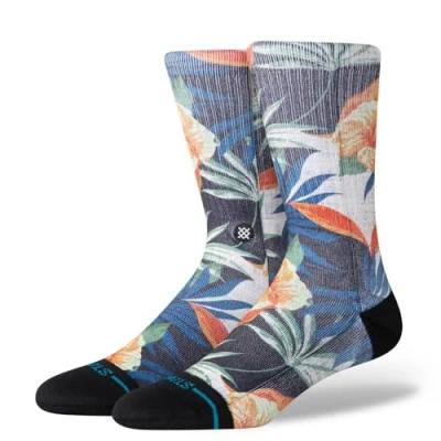Image of Stance TIKI Tides CREW Unisex Socks, Size: 5.5 7.5, Black