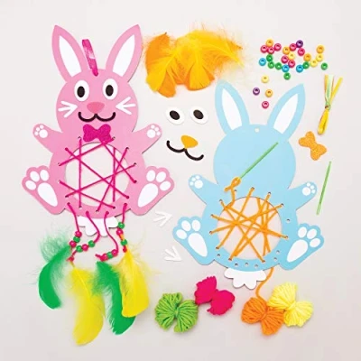 Image of Baker Ross Easter Bunny Dreamcatchers Pack of 4, Crafts for Kids (AT398)