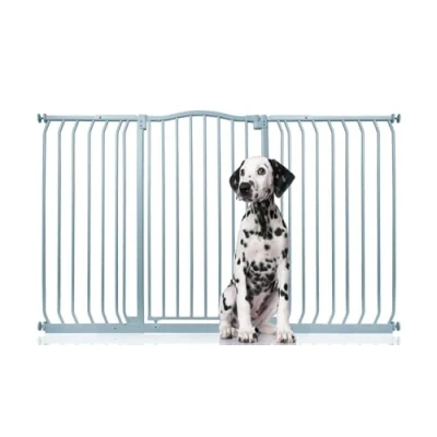 Image of Bettacare Extra Tall Curved Top Dog Gate, 152cm 161cm, Matt Grey, 100cm in Height, Pressure Fit Pet Gate for and Puppy, Barrier, Easy Installation
