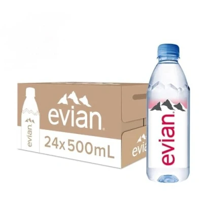 Image of Evian Natural Spring Mineral Rich Water Bottle, 24 X 500 ml