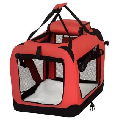 Image of PawHut Folding Fabric Soft Portable Pet Dog Cat Crate Puppy Kennel Cage Carrier House Medium 23&quot; Red New