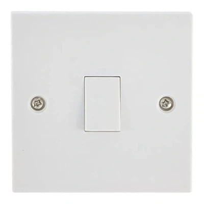 Image of UKEA Deta 1 Gang 2 Way Electric Wall Light Switch White Rocker Standard Square 10 Amp (V1203)