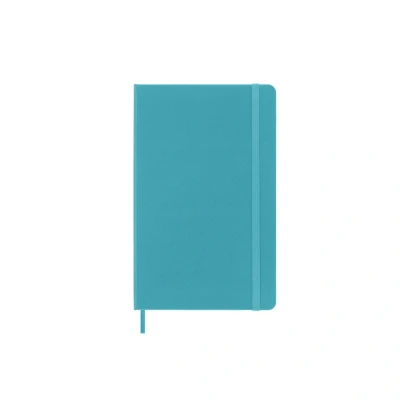 Image of Moleskine Classic Ruled Paper Notebook, Hard Cover and Elastic Closure Journal, Color Reef Blue, Size Large 13 x 21 cm, 240 Pages