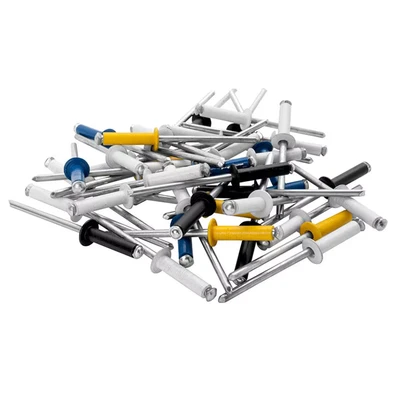 Image of Rapid Rivets Automotive Including Drill Bit, Blue, Yellow, Black and White, 4.8 x 16 mm, 5000404 32 Pieces