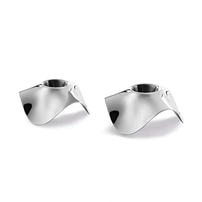 Image of Robert Welch Drift Candle Holder, Set of 2. Made from Stainless Steel