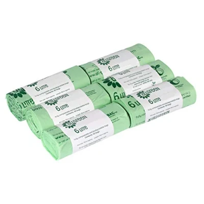 Image of 6 Litre x 300 Bags All Green Compostable Kitchen Caddy Liner Food Waste Bin Liners EN 13432 6L
