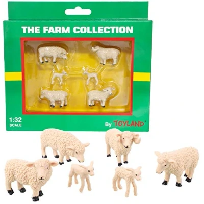 Image of Toyland® Pack of 6 1:32 Scale Sheep &amp; Lambs The Farm Collection Collectable Farmyard Animals
