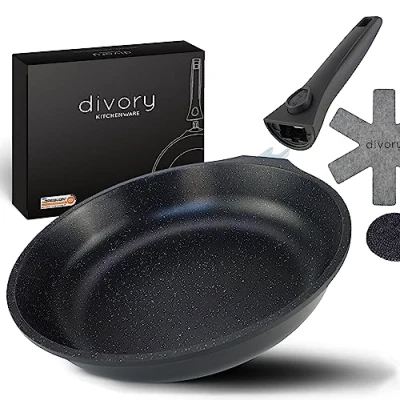 Image of DIVORY Large Frying pan 28cm I Detachable Handle, Induction, Coated, Aluminium + Protector Induction