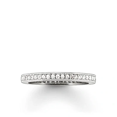 Image of THOMAS SABO Women&#039;s Eternity Pave Setting Ring 925 Sterling Silver TR1983 051 14, 56, Silver, Cubic Zirconia