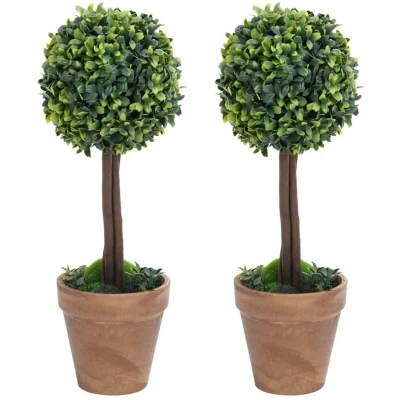 Image of vidaXL Artificial Boxwood Plants 2 pcs with Pots Ball Shaped Green 41 cm