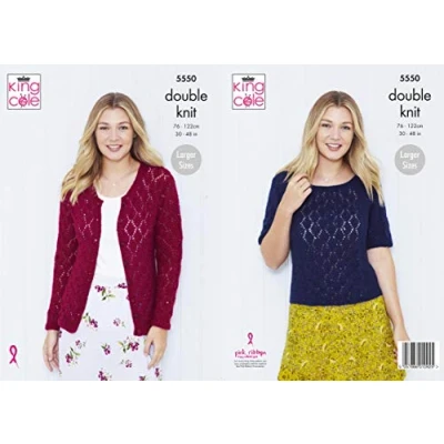 Image of Kng Cole 5550 Knitting Pattern Womens Lace Cardigan and Jumper in Galaxy DK