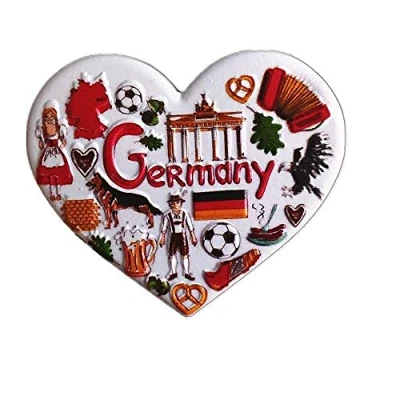 Image of Heart Shape Germany 3D Fridge Magnet Souvenir Gift, Home &amp; Kitchen Decoration Magnetic sticker Collection