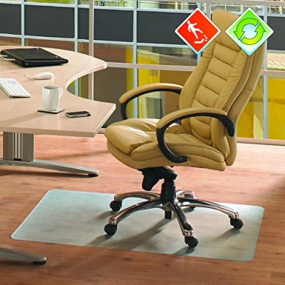 Image of Ecotex Enhanced Polymer Rectangular Chair Mat with Anti Slip Backing for Hard Floors 90 x 120cm