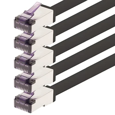 Image of 1aTTack.de 0.15 m CAT6a Superflex Ethernet Gigabit LAN Network Cable RJ45 CAT6 A Patch 10000 Mbit s SFTP PIMF 500 MHz Black Pack of 5