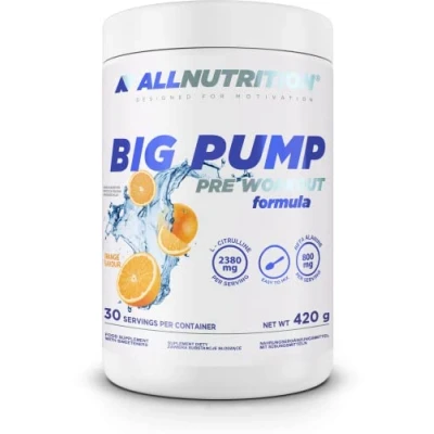 Image of ALLNUTRITION Big Pump Pre Workout Performance Boost Food Supplement L Citrulline, Arginine, Taurine, Beta Alanine Mix No Stimulants Instant Powder 420g Orange