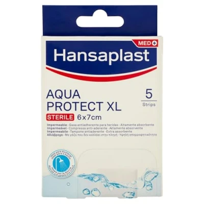 Image of Hansaplast Aqua Protect XL Waterproof Dressing for Larger Wounds, Sterile Adhesive Dressings, Clear Swimming and Shower, 1 x 5 Count
