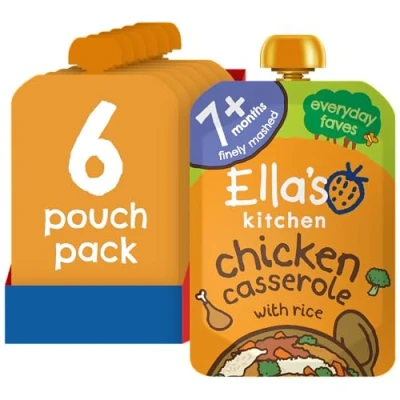 Image of Ella&#039;s Kitchen Stage 2 from 7 Months Organic Chick Chicken Casserole with Rice 130 g (Pack of 6)