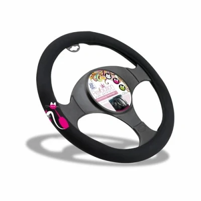 Image of Bottari SpA 29217 My Sweet Cat Steering Wheel Cover Black/Pink