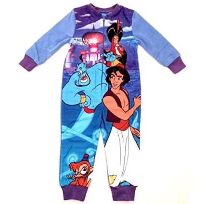 Image of Aykroyd and Sons Aladdin Kids All in One Boys Girls Childrens Fleece Onesie Sleepsuit Pyjamas Age 3/4 Years Blue