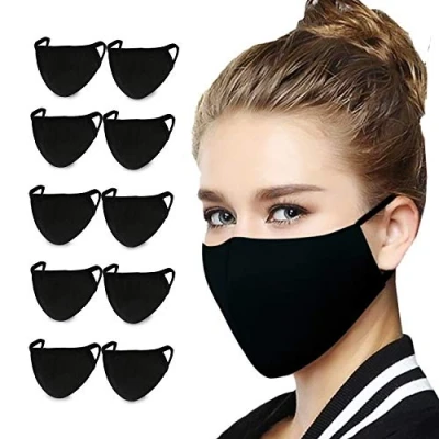 Image of KEPLIN Cotton Anti Dust Face Covering, 2 Layer, Unisex (10 pack, Black)