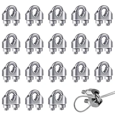 Image of 18 PCS Wire Rope Clip Cable Clamp M3 U Bolt Ø 3mm (1/8&quot;) Sturdy 304 Stainless Steel Saddle Fastener for Garden Industry Gym