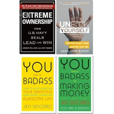 Image of Extreme ownership [hardcover], unfck yourself, you are a badass, badass at making money 4 books collection set
