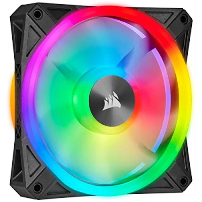 Image of Corsair iCUE QL140 RGB, 140 mm RGB LED PWM Fans (68 Individually Addressable LEDs, Speeds Up to 1,250 RPM, Low Noise) Dual Pack with Lighting Node CORE Included Black