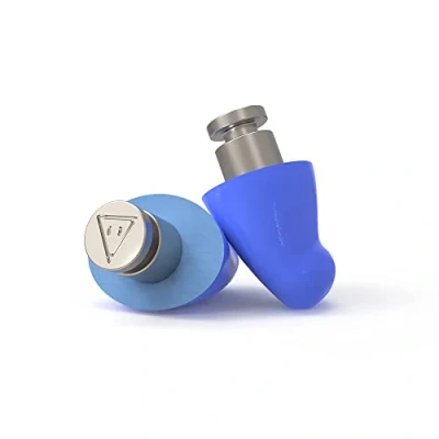 Image of Flare Earshade Pro Earplugs Block Sound Aerospace Titanium &amp; Super Soft Memory Foam Blue