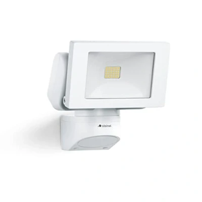 Image of Steinel Spotlight LS 150 white, 14.7 W floodlight, swivelling spot head, neutral white LEDs (4000 K), IP44, aluminium