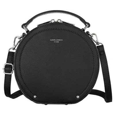 Image of David Jones Women&#039;s Round Crossbody Bag Small PU Leather Rigid Should Top Handle Satchel Circle Zipper Handbag Fashion Evening Clutch Casual Ladies Girls Purse Black