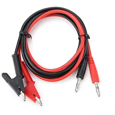 Image of DollaTek 2Pcs 15A 4mm banana plug to alligator clip clamp test probe cable line Red + Black