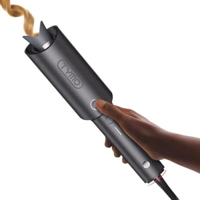 Image of TYMO Automatic Rotating Curling Iron CURLPRO Beach Waves 1 Inch Wand, Portable Hair Curler, 500 Million Ionic, Dual Voltage &amp; Lightweight for Travel, Ceramic Coating, Metallic Gray
