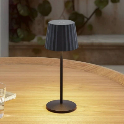 Image of Lindby LED table lamp Esali, black, aluminium, 11 cm