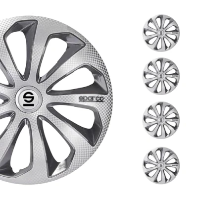 Image of Set Sparco wheel covers Sicilia 14 inch silver/grey/carbon