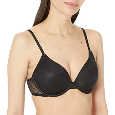 Image of DKNY Women&#039;s Monogram Mesh Full Coverage Bra, Black, 34B