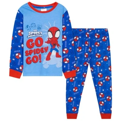 Image of Marvel Spiderman Boys Pyjamas Set, Comfy Breathable Nightwear Gifts for (Blue, 4 5 Years)